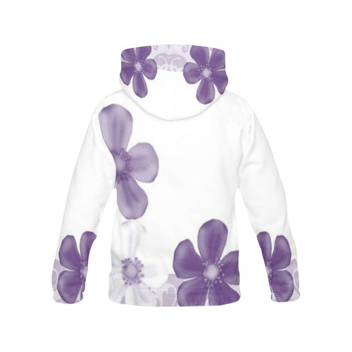 Retro 70s Flowers Lilac All Over Print Hoodie for Women (USA Size) (Model H13)