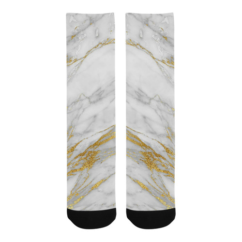 italian Marble, white and gold Trouser Socks