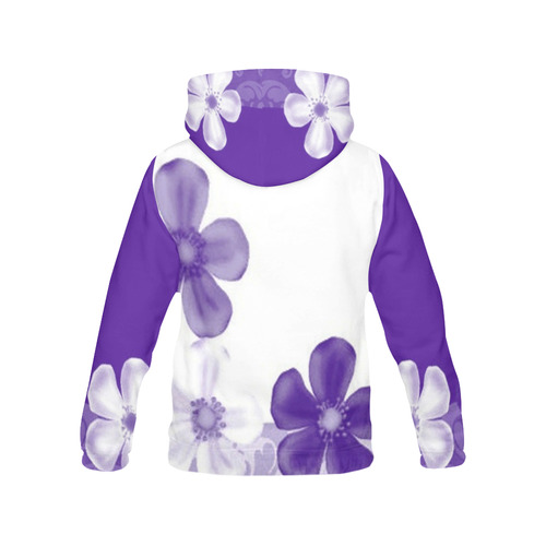 Retro 70s Flowers Purple All Over Print Hoodie for Women (USA Size) (Model H13)
