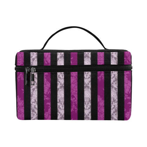 Two Tone Pink Damask Goth Stripe Lunch Bag/Large (Model 1658)