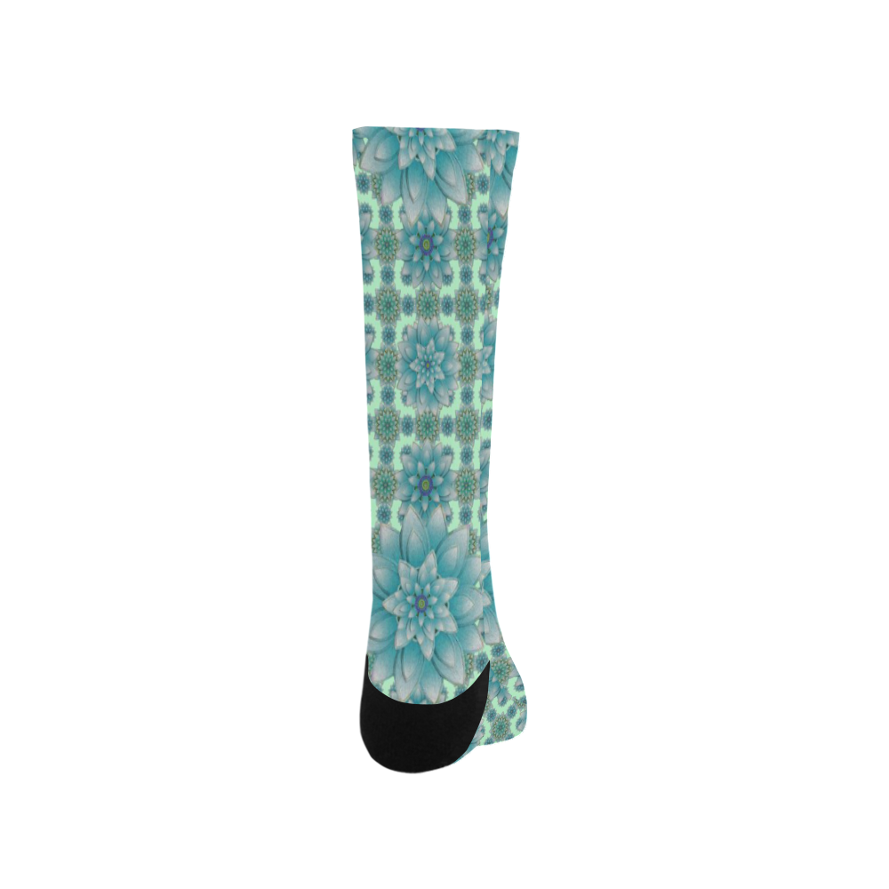 Happiness Turquoise Lotus pattern Trouser Socks