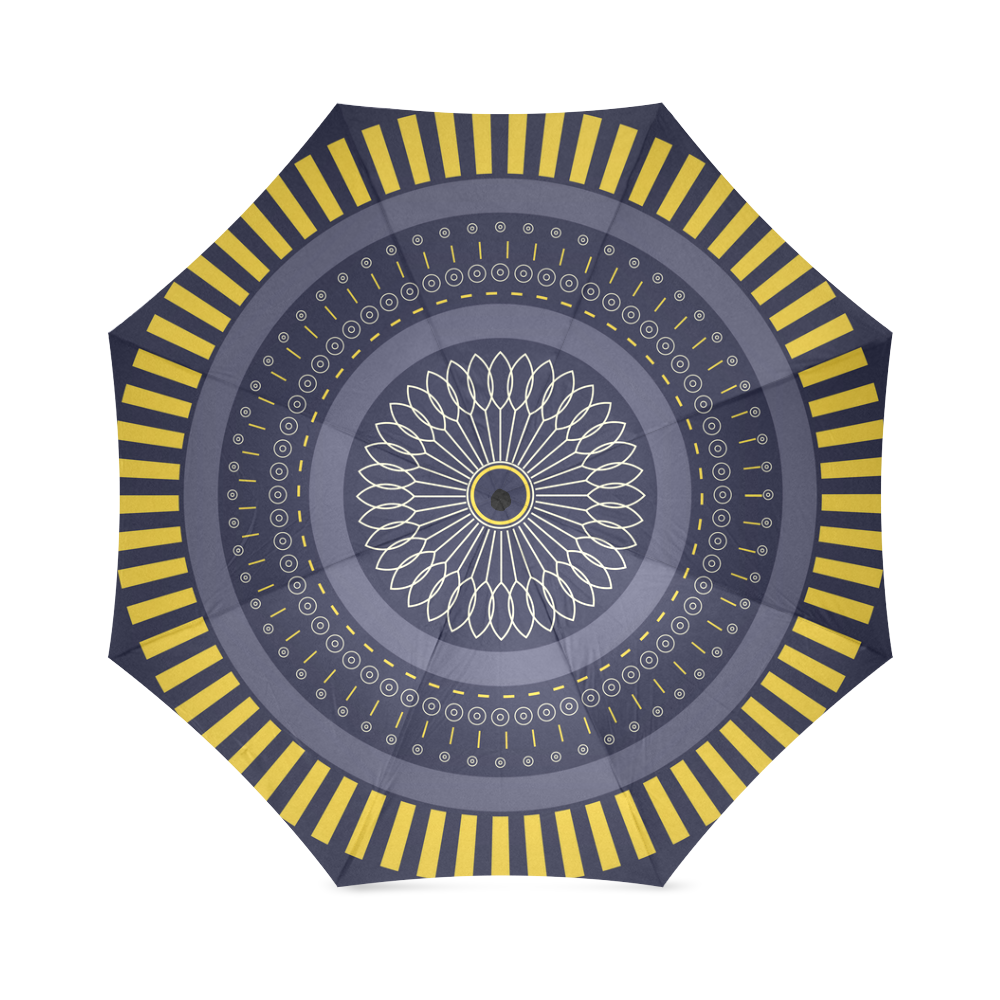 blue zen mandala circle Foldable Umbrella (Model U01)