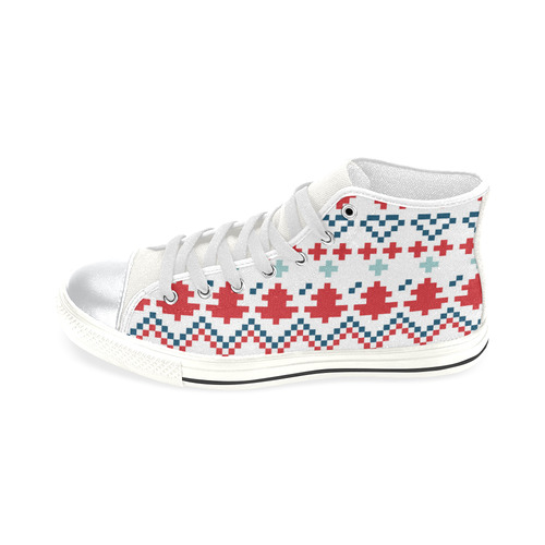 Kids designers shoes : Folk red, blue High Top Canvas Shoes for Kid (Model 017)