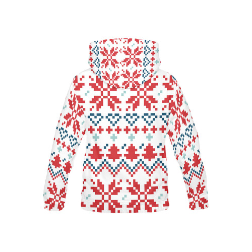KIDS ALL OVER PRINT HOODIE : FOLK RED All Over Print Hoodie for Kid (USA Size) (Model H13)
