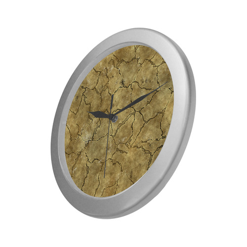 Cracked skull bone surface A by FeelGood Silver Color Wall Clock