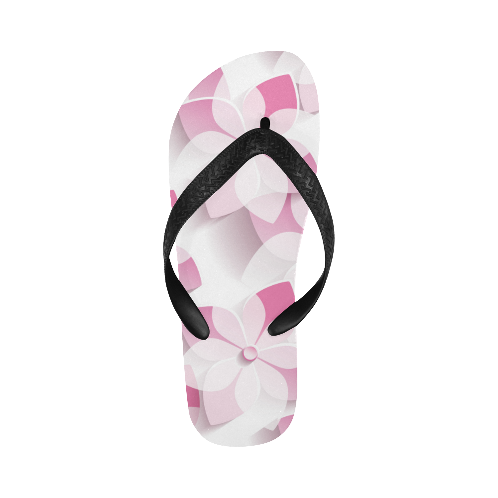 Pink And White Flowers Flip Flops for Men/Women (Model 040)