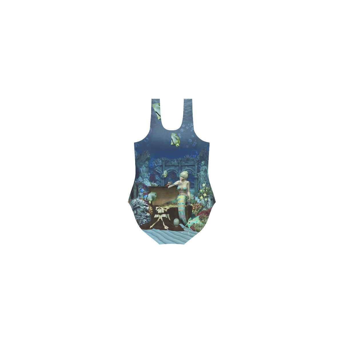 Underwater wold with mermaid Vest One Piece Swimsuit (Model S04)