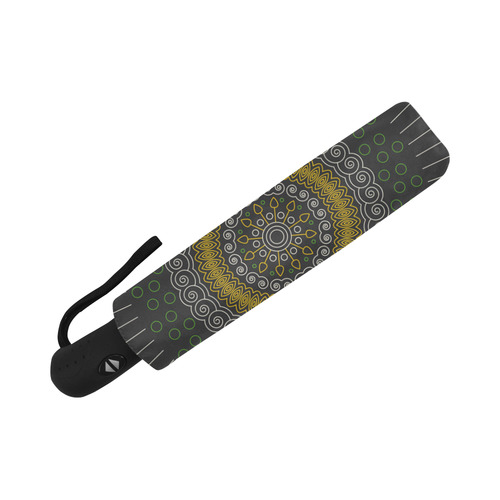 green with yellow mandala circular Auto-Foldable Umbrella (Model U04)