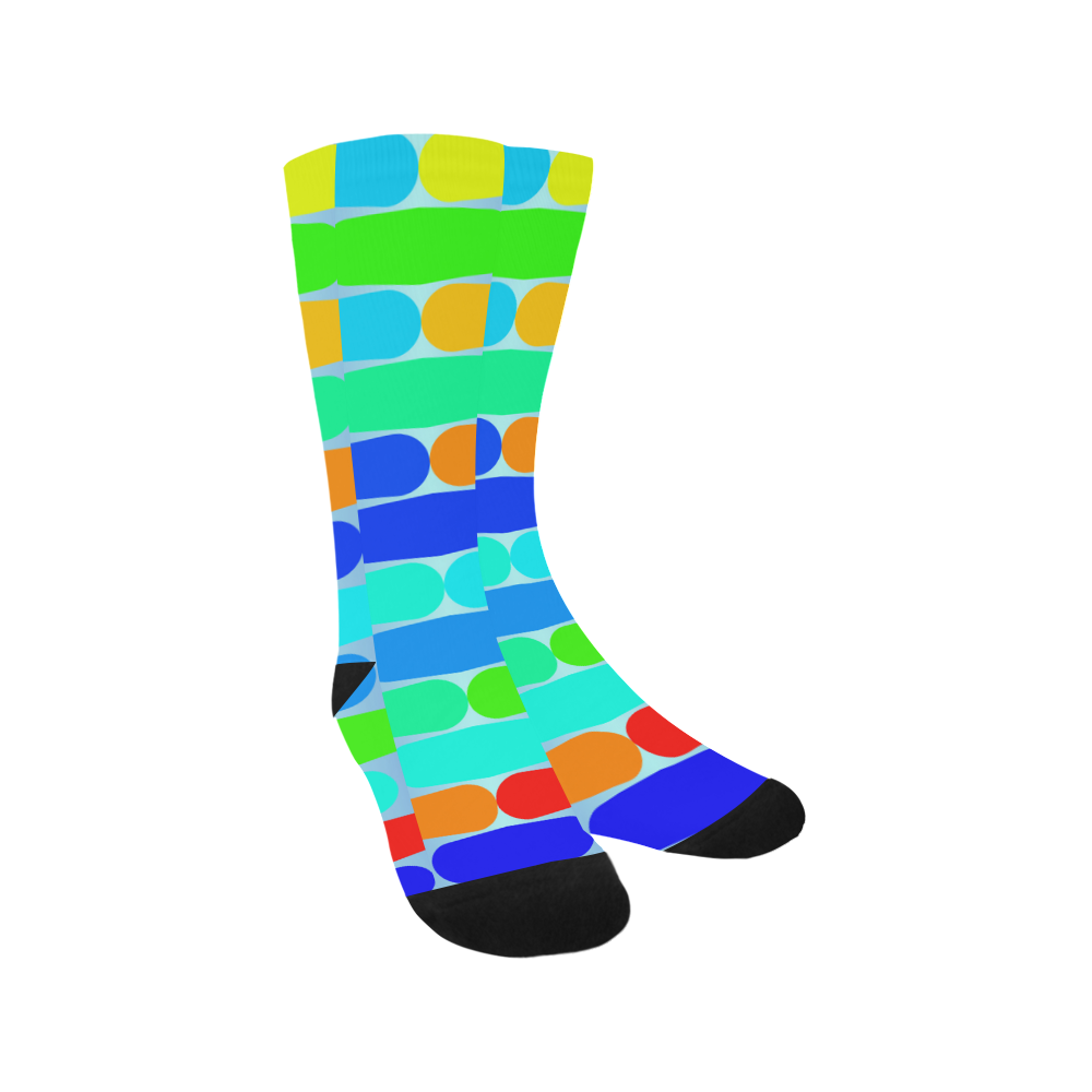Colorful shapes on a blue background Trouser Socks
