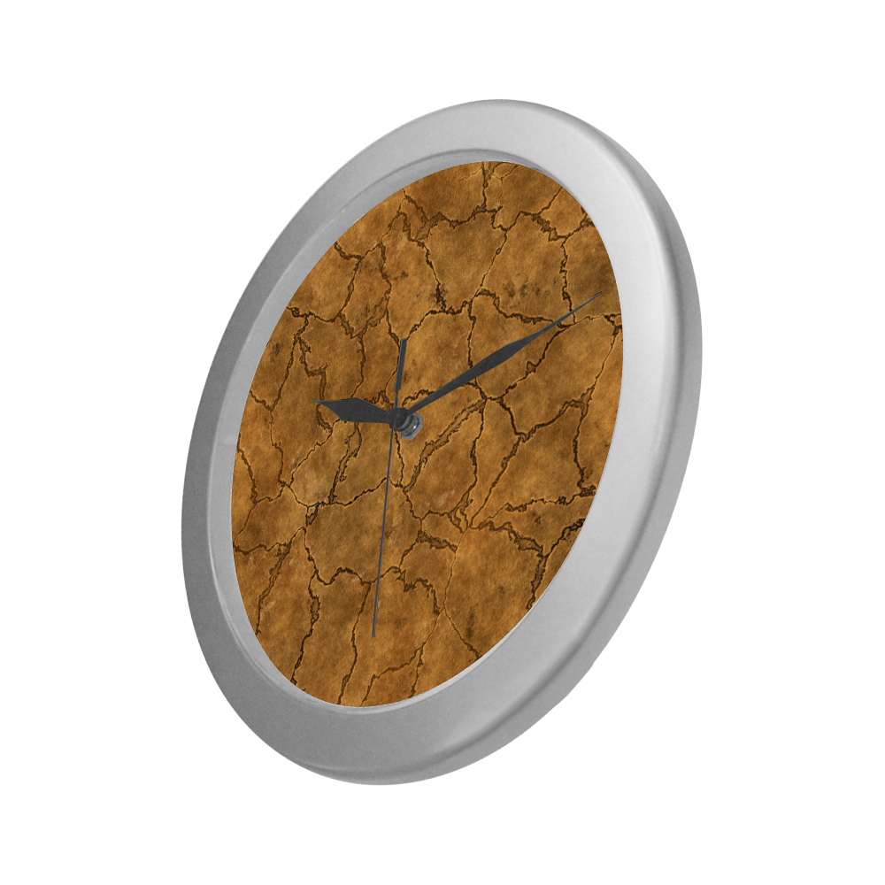 Cracked skull bone surface C by FeelGood Silver Color Wall Clock