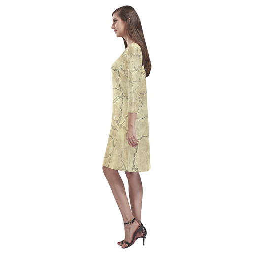 Cracked skull bone surface B by FeelGood Rhea Loose Round Neck Dress(Model D22)