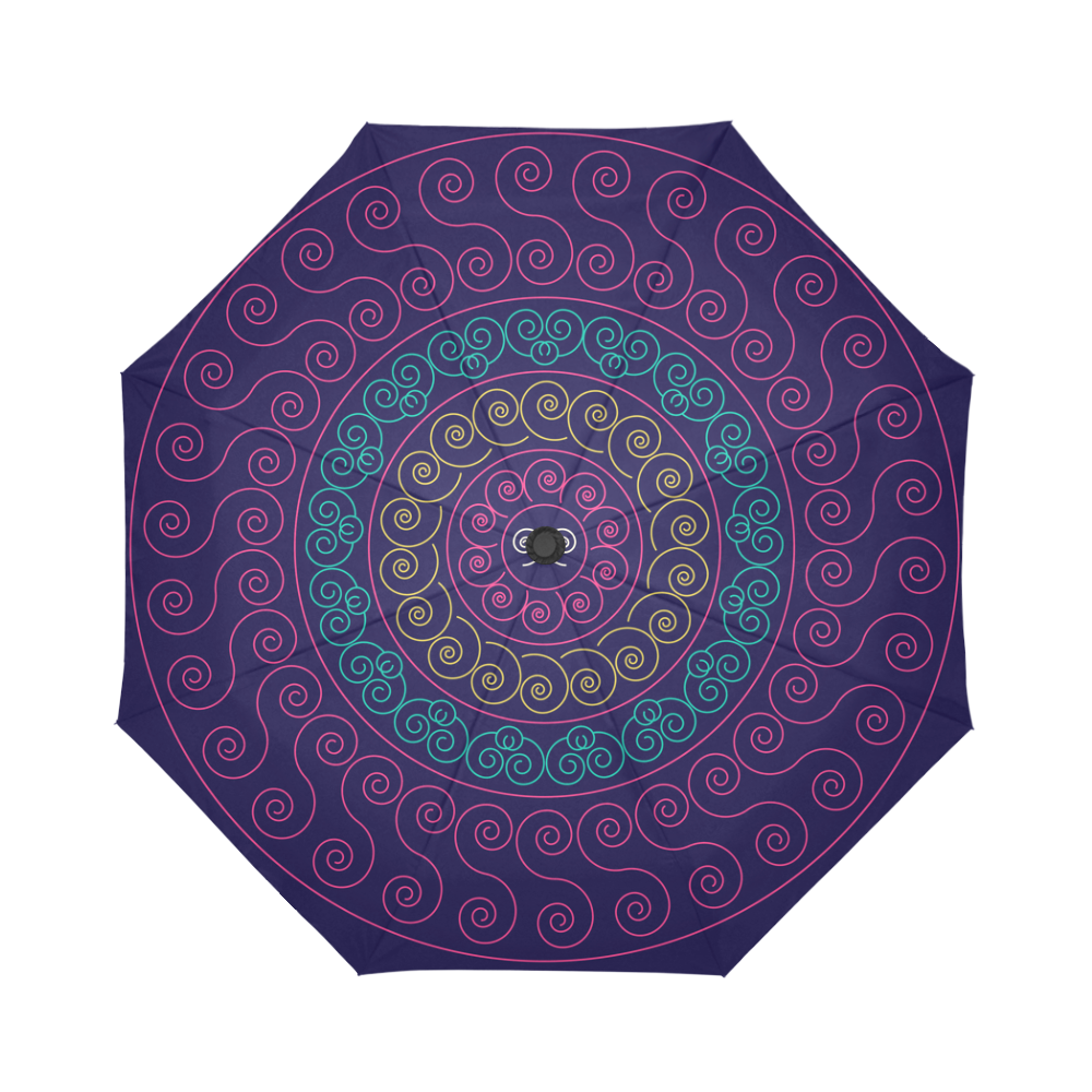 simply pink circular design mandala Auto-Foldable Umbrella (Model U04)
