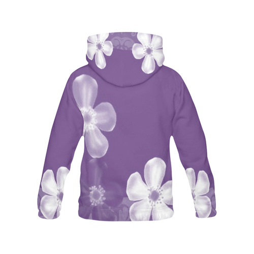Retro 70s Flowers Lilac All Over Print Hoodie for Women (USA Size) (Model H13)
