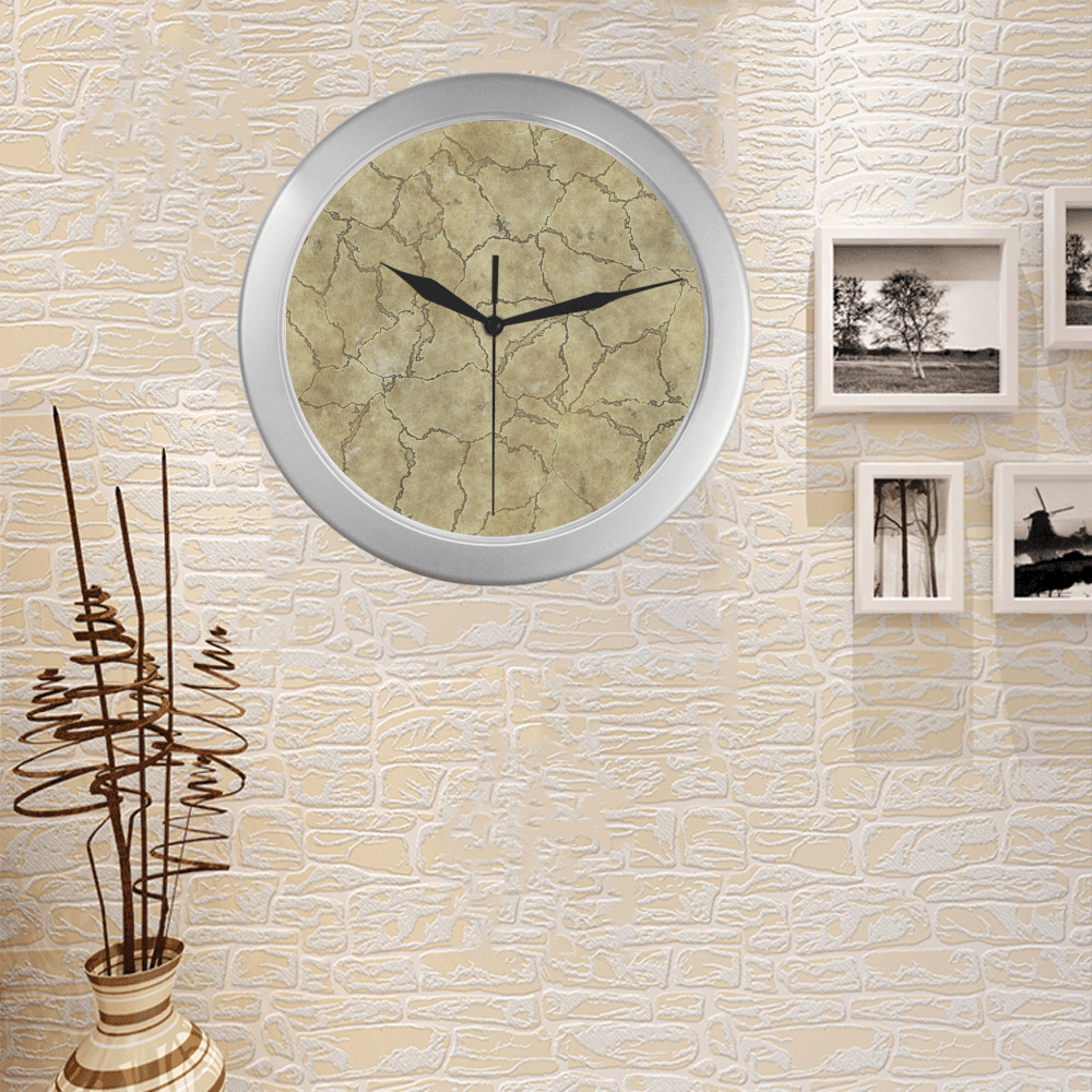 Cracked skull bone surface B by FeelGood Silver Color Wall Clock