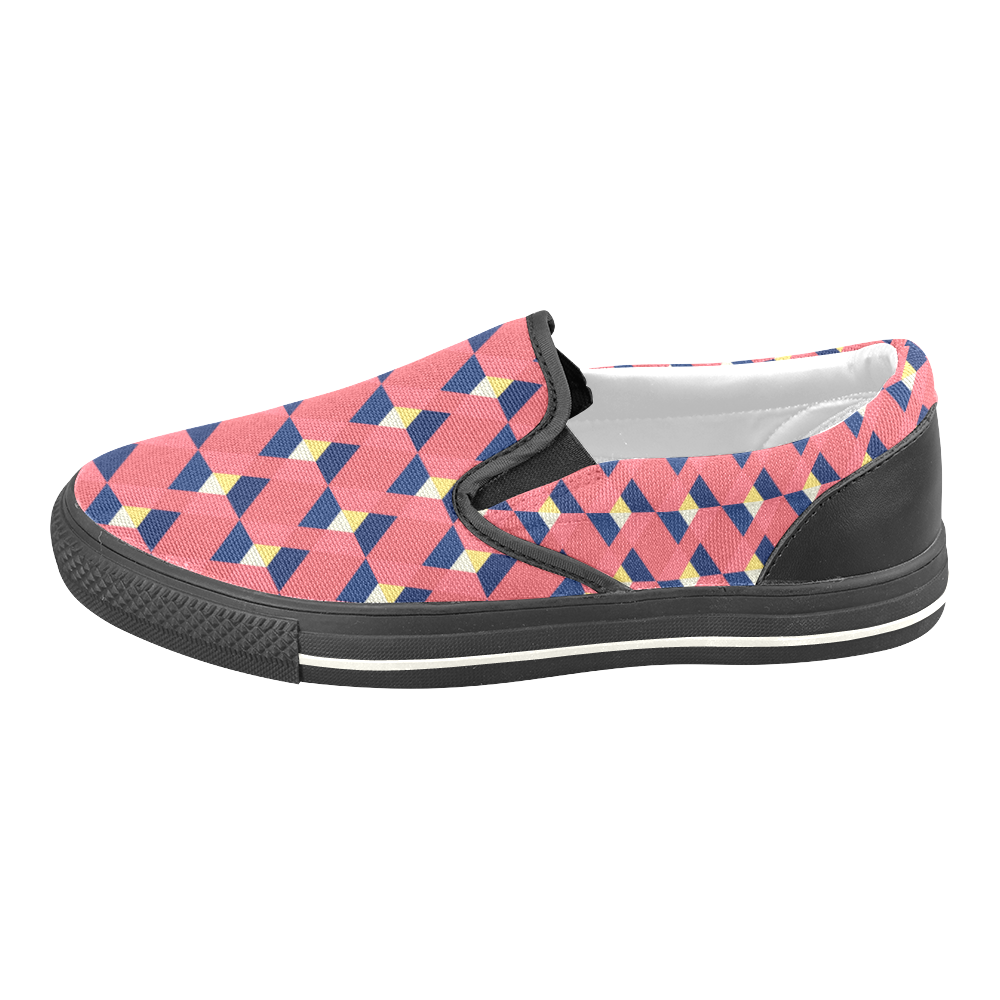 red triangle tile ceramic Slip-on Canvas Shoes for Kid (Model 019)