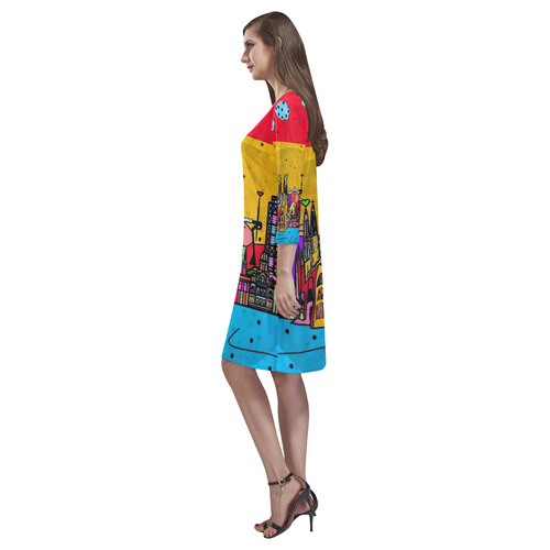Barcelona Popart by Nico Bielow Rhea Loose Round Neck Dress(Model D22)