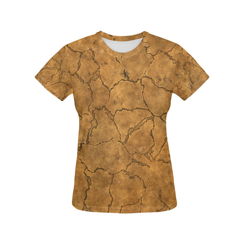 Cracked skull bone surface C by FeelGood All Over Print T-Shirt for Women (USA Size) (Model T40)