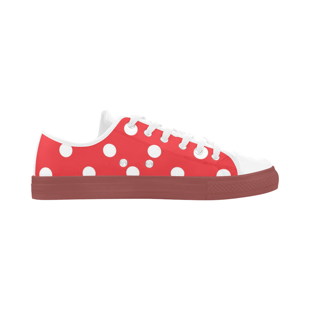 Ladies aquila leathers shoes : with Dots / RED BROWN Aquila Microfiber Leather Women's Shoes (Model 031)