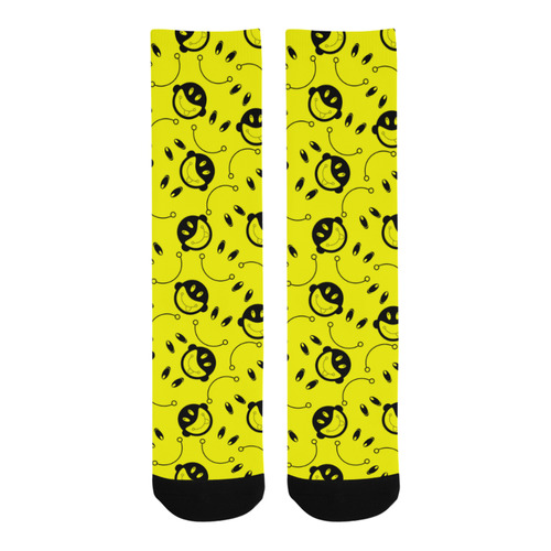 monkey tongue out on yellow Trouser Socks