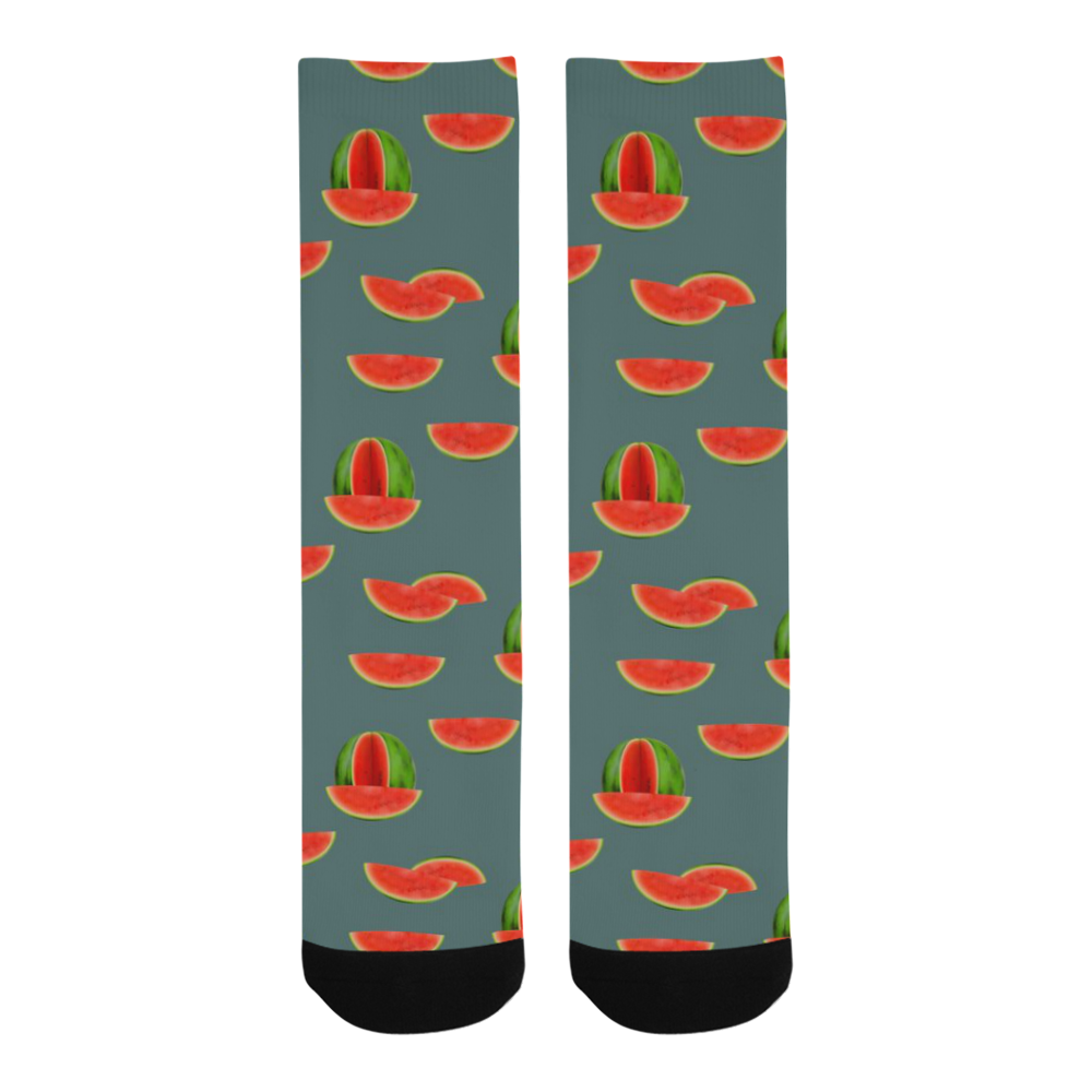 Watercolor Watermelon red, green and sweet pattern Trouser Socks