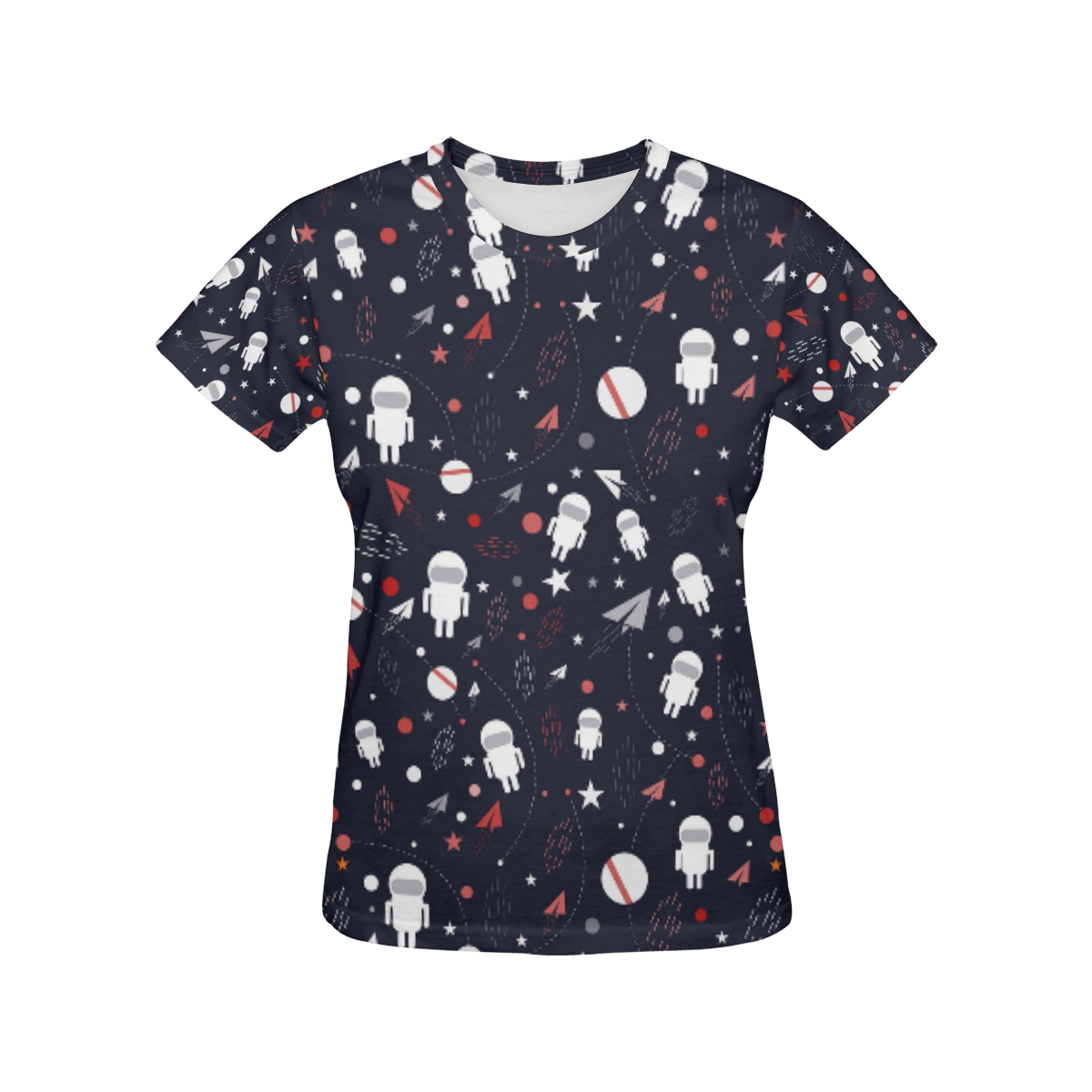 Astronaut Doodle All Over Print T-Shirt for Women (USA Size) (Model T40)