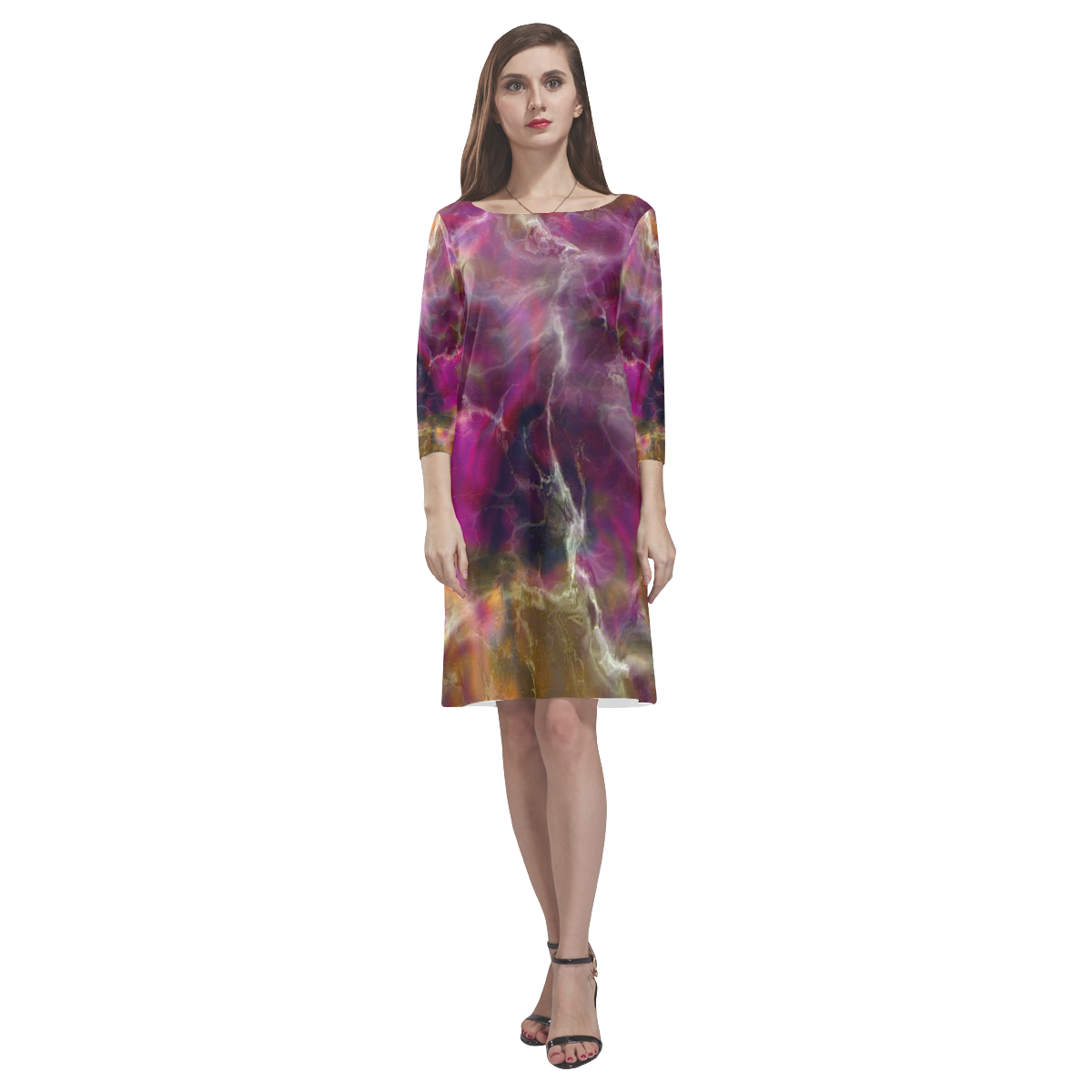 Fabulous marble surface C by FeelGood Rhea Loose Round Neck Dress(Model D22)