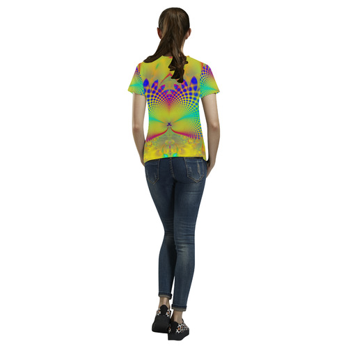 Summers Tropical Awakening Fractal Abstract All Over Print T-Shirt for Women (USA Size) (Model T40)