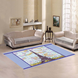 eiffel tower pointillism  light blue iris stripe rug Area Rug7'x5'