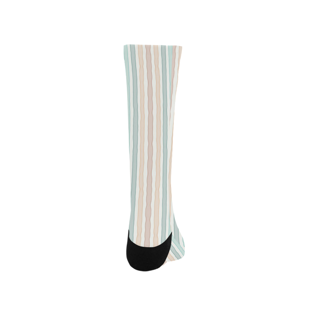 Fun pastel lines in green blue orange and red Trouser Socks