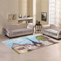 Paris Eiffel Tower Inspired CityScape Landscape rug Area Rug7'x5'