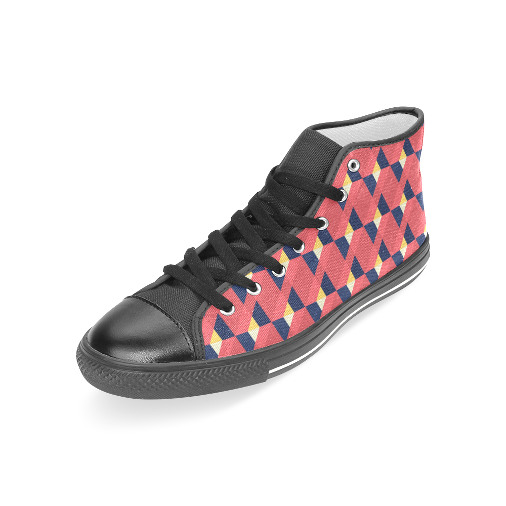 red triangle tile ceramic Women's Classic High Top Canvas Shoes (Model 017)