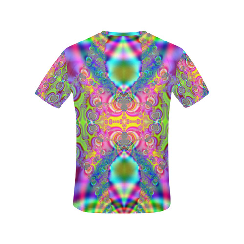 Bohemian Lace Tie-Dye Fractal Abstract All Over Print T-Shirt for Women (USA Size) (Model T40)