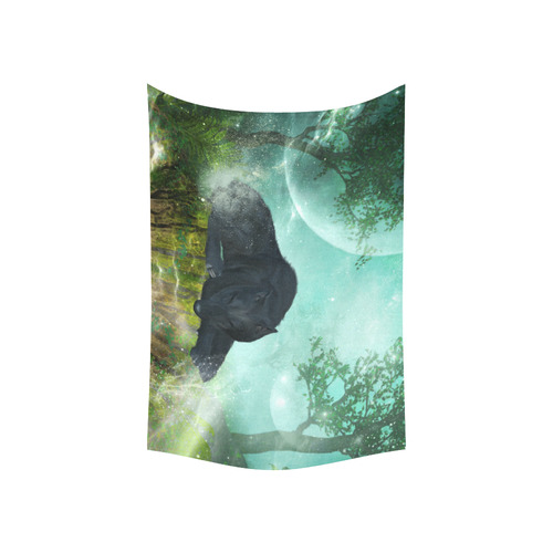 Sleeping wolf in the night Cotton Linen Wall Tapestry 60"x 40"