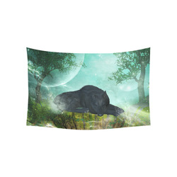 Sleeping wolf in the night Cotton Linen Wall Tapestry 60"x 40"