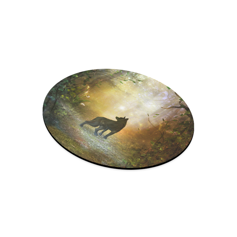Teh lonely wolf Round Mousepad