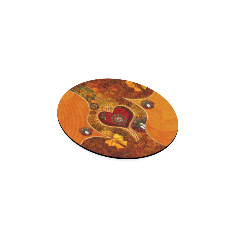 Steampunk decorative heart Round Coaster
