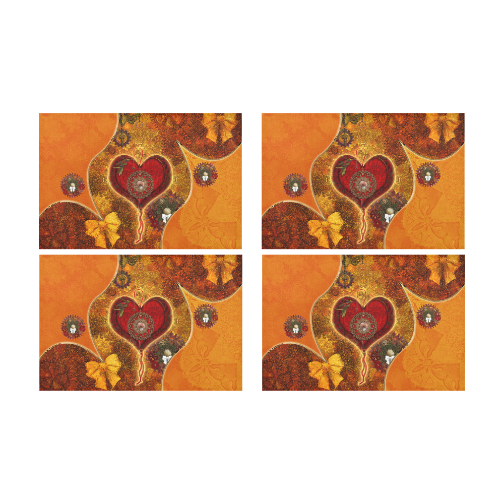 Steampunk decorative heart Placemat 12’’ x 18’’ (Set of 4)