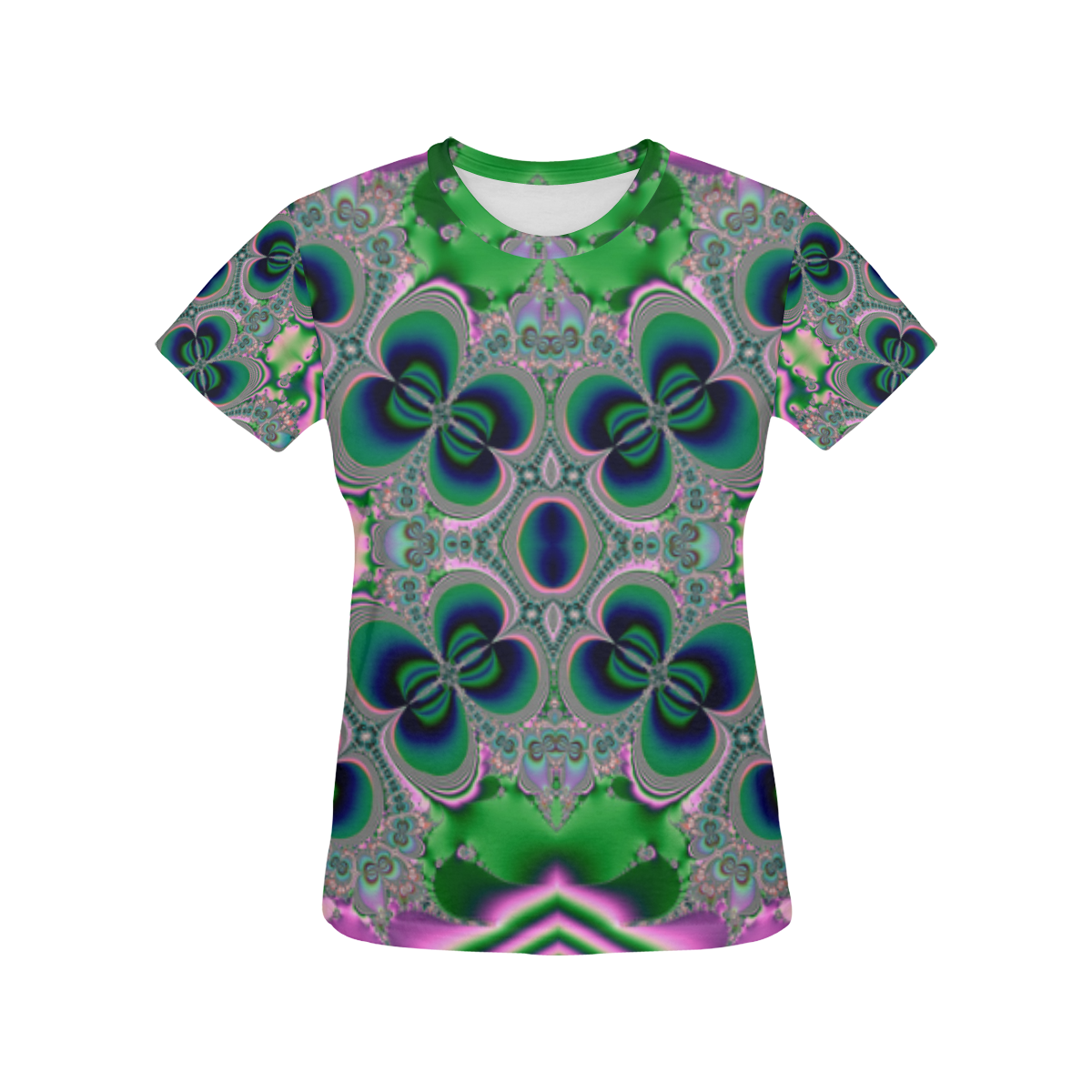 Butterflies Dancing Fractal Abstract All Over Print T-Shirt for Women (USA Size) (Model T40)