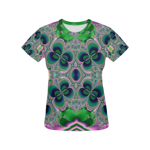 Butterflies Dancing Fractal Abstract All Over Print T-Shirt for Women (USA Size) (Model T40)