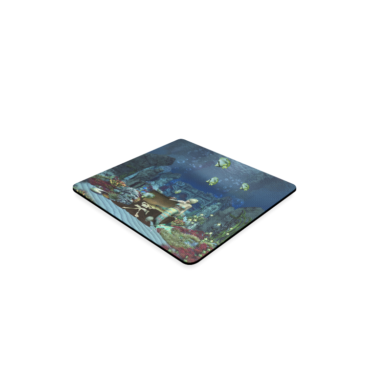 Underwater wold with mermaid Square Coaster