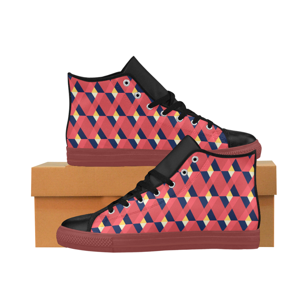 red triangle tile ceramic Aquila High Top Microfiber Leather Women's Shoes/Large Size (Model 032)