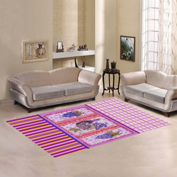 Grapes Wine Picnic With Plaid Stripes rug Area Rug7'x5'
