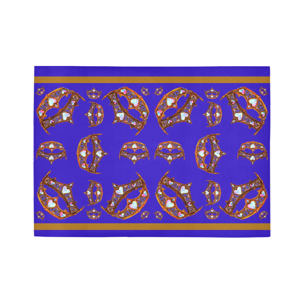Queen of Hearts Gold Crown Tiara scattered pattern royal blue violet purple iris rug Area Rug7'x5'