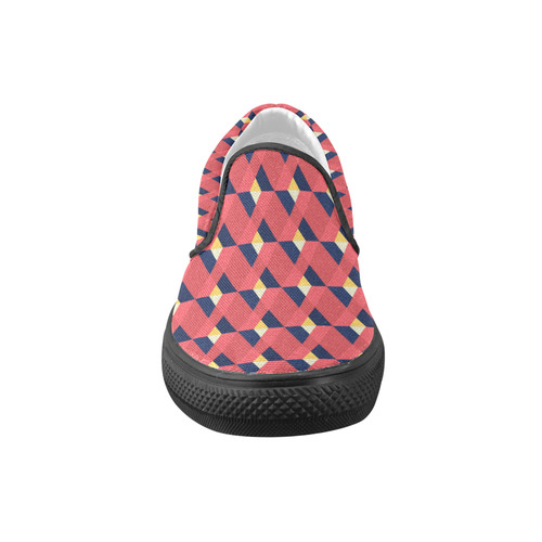 red triangle tile ceramic Men's Unusual Slip-on Canvas Shoes (Model 019)