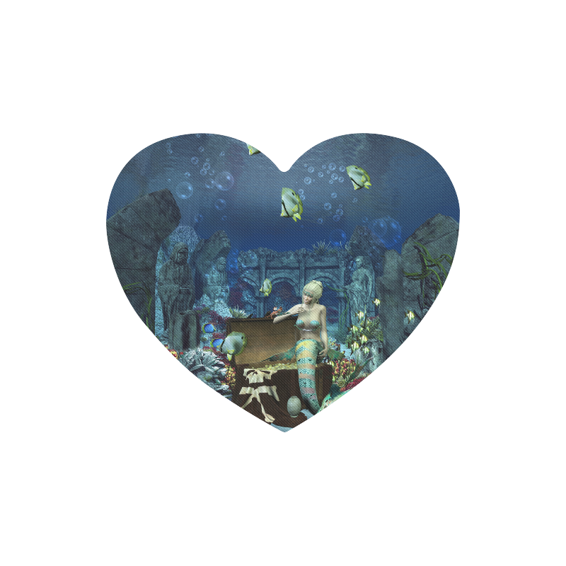 Underwater wold with mermaid Heart-shaped Mousepad