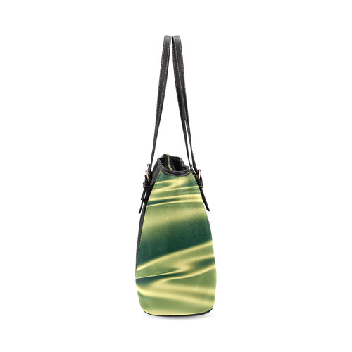 Green and lilac satin 3D texture Black Center Version Leather Tote Bag/Small (Model 1640)