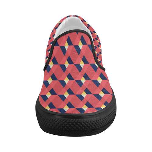 red triangle tile ceramic Women's Slip-on Canvas Shoes (Model 019)
