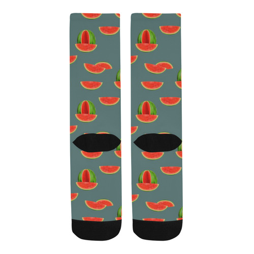 Watercolor Watermelon red, green and sweet pattern Trouser Socks
