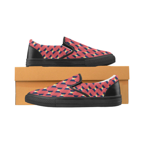 red triangle tile ceramic Women's Unusual Slip-on Canvas Shoes (Model 019)