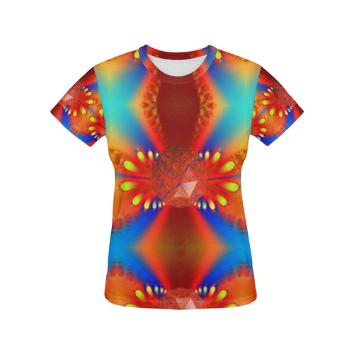 Hot Summer Night Sunset at the Beach Fractal All Over Print T-Shirt for Women (USA Size) (Model T40)